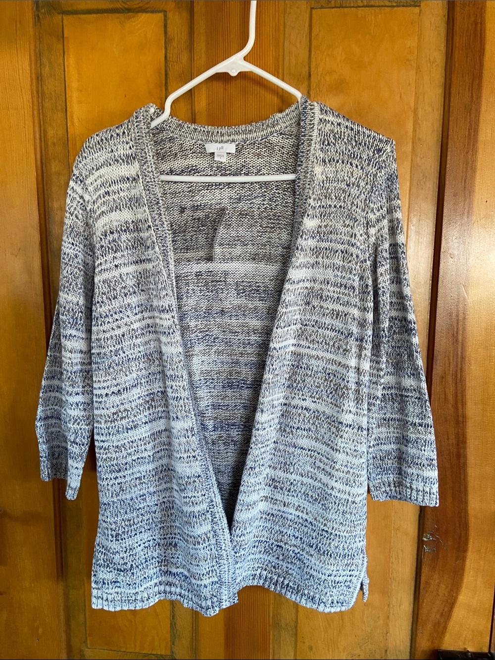J. Jill Marled Open-Front Cardigan in Gray and White